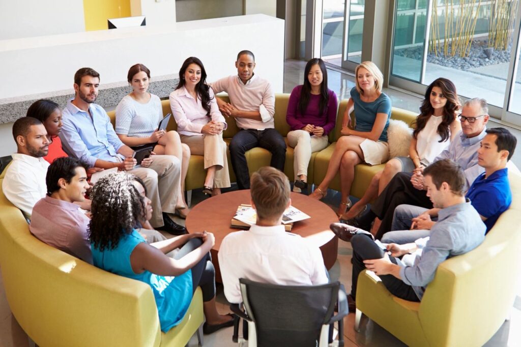 People from different countries and cultures around a table