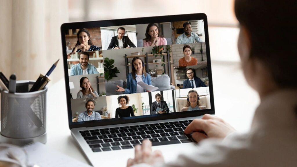 How to make your global team inclusive picture showing manager on video call with global team