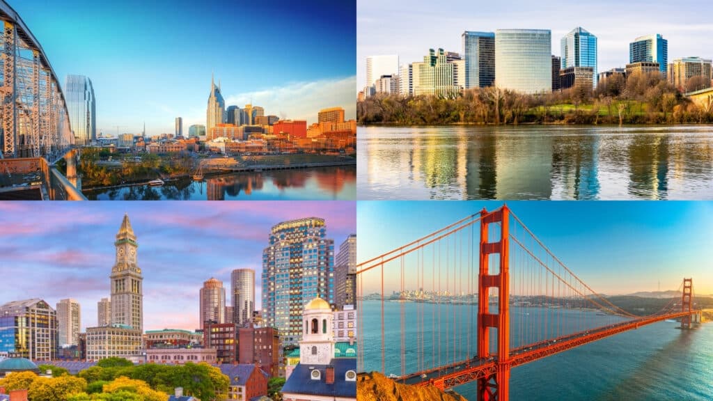 When you move from the UK to the USA pictures of cities and places in the USA