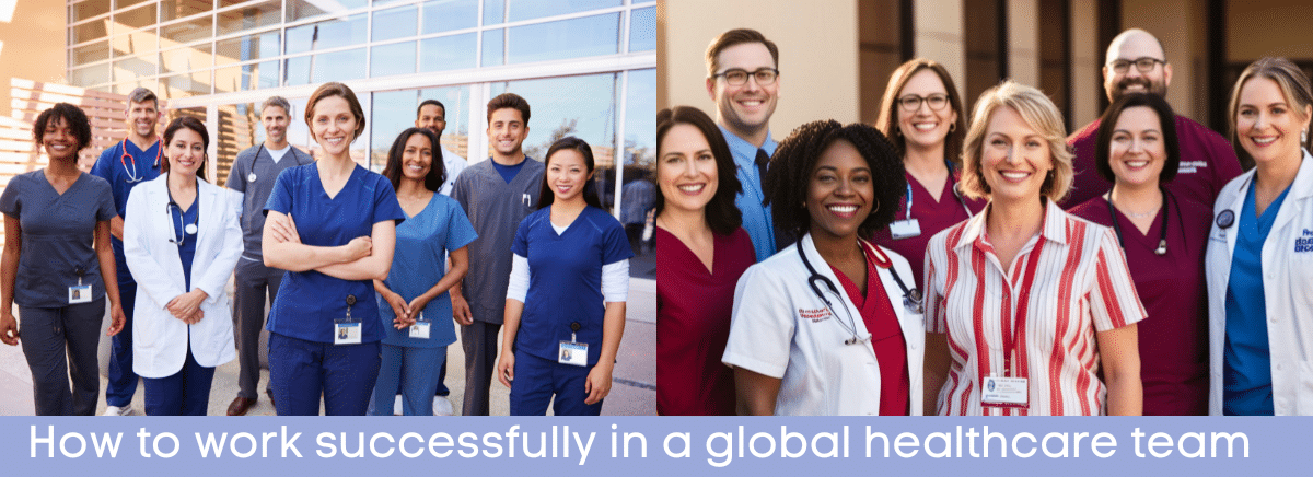 Photos of global healthcare teams who work successfully together